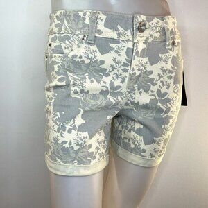POINT ZERO Nicole Benisti Women's Floral Skinny Leg Denim Shorts - NWT